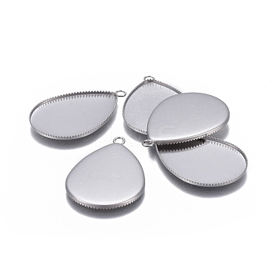 Tarnish Resistant 304 Stainless Steel Pendant Cabochon Settings STAS-P236-42P-1