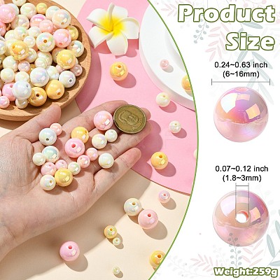 250G UV Plating Rainbow Iridescent Opaque Acrylic Beads PACR-CJ0001-38C-1
