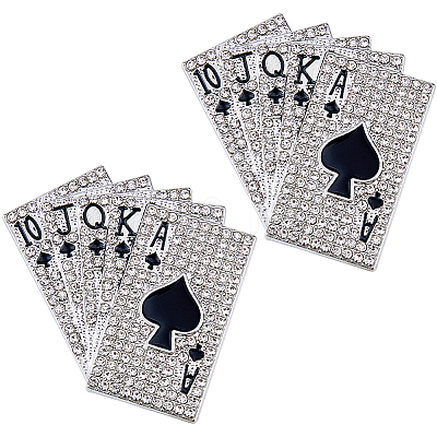 2Pcs Poker Card Enamel Pins JEWB-FH0003-18P-1