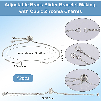12Pcs Rack Plating Adjustable Brass Slider Bracelet Making KK-SP0001-80P-1