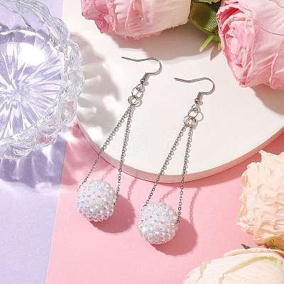 Resin Rhinestone Dangle Earring EJEW-JE05909-1