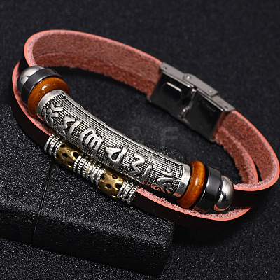 Leather Cord Multi-strand Bracelets BJEW-F352-13M-1