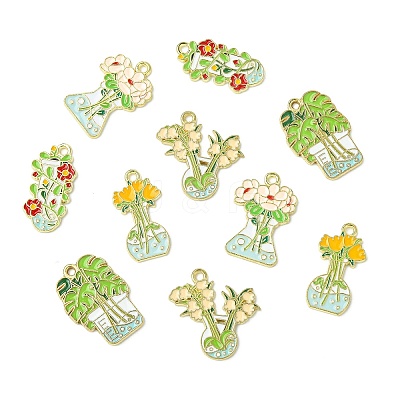 30Pcs 5 Styles Alloy Enamel Pendants ENAM-CJ0007-10-1
