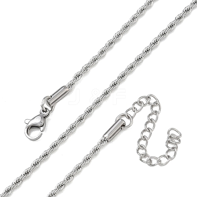 10Pcs 2MM 304 Stainless Steel Rope Chain Necklaces NJEW-G203-08P-1