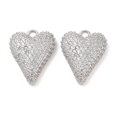 Brass Micro Pave Clear Cubic Zirconia Pendants KK-S388-01P-03-1