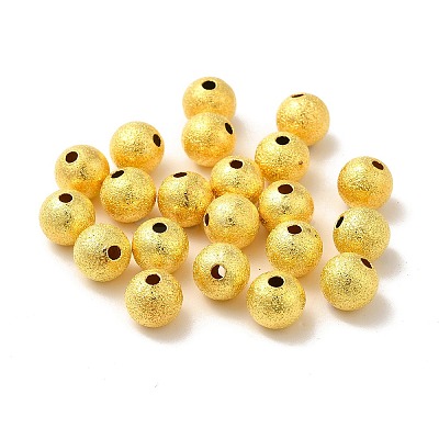 8mm Golden Color Brass Round Spacer Textured Beads X-EC225-G-1
