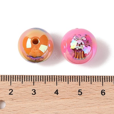 10Pcs UV Plating Colours Acrylic Beads OACR-S146-01J-1