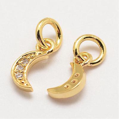 Brass Micro Pave Grade AAA Cubic Zirconia Charms ZIRC-G090-03G-NR-1