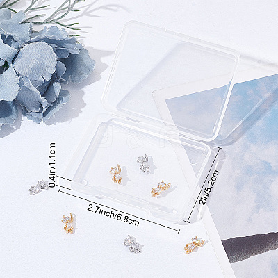 12Pcs 2 Style Brass Cubic Zirconia Charms KK-SC0003-24-1