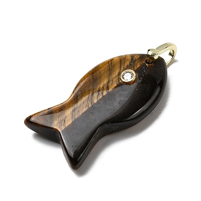 Natural Tiger Eye Pendants KK-D021-05E-G-1