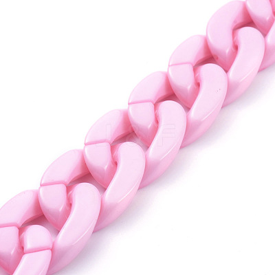 Handmade Opaque Acrylic Curb Chains AJEW-JB00564-08-1