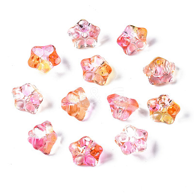 Two Tone Transparent Spray Painted Glass Beads GGLA-S054-011D-01-1