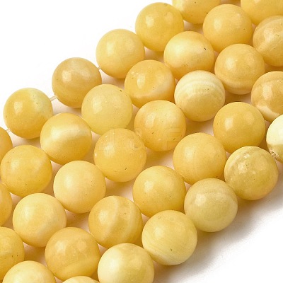 Natural Yellow Jade Beadd Strands X-G-A274-A01-10mm-01-1