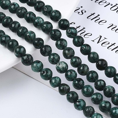 Dyed Natural Sesame Jasper Round Beads Strands G-R342-6mm-13-1