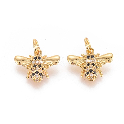 Brass Micro Pave Cubic Zirconia Pendants X-RB-I077-20G-RS-1