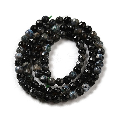 Faceted Natural Fire Crackle Agate Beads Strands G-F447-4mm-A18-01-1