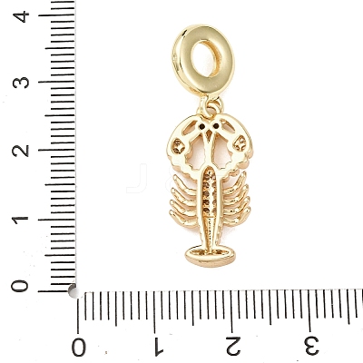 Brass Micro Pave Clear Cubic Zirconia Sea Animal European Dangle Charms KK-B159-04G-02-1