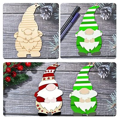 20Pcs 10 Styles Christmas Theme Undyed Wood Big Pendants WOOD-YW0001-25-1