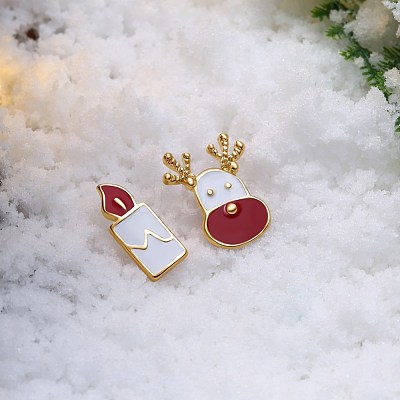 Classic Zinc Alloy Enamel Stud Earrings EJEW-BB31880-A-1