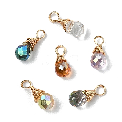 10Pcs Glass Pendants PALLOY-YW00130-01-1