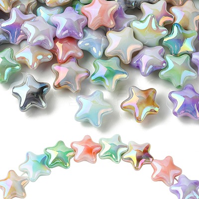 70Pcs UV Plating Rainbow Iridescent Acrylic Beads PACR-CJ0001-30-1