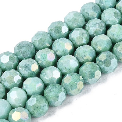 Anti-Tarnish Electroplate Glass Beads Strands EGLA-ZX010-8mm-11-1