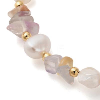 Natural Fluorite Chip Beaded Bracelets for Women BJEW-F478-02E-1