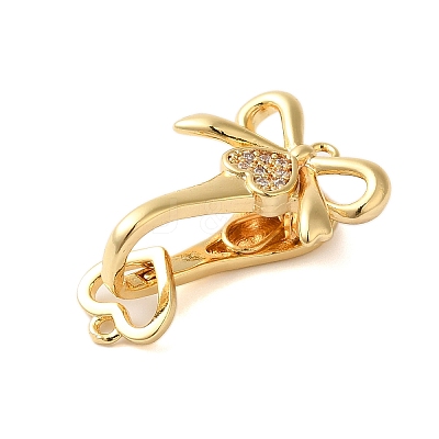 Brass Micro Pave Clear Cubic Zirconia Fold Over Clasps KK-S382-03G-1