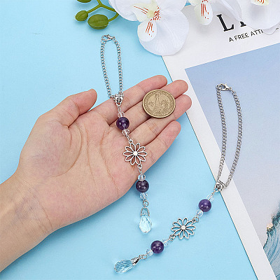 2Pcs Alloy Flower Pendant Decorations HJEW-ME0001-07A-1