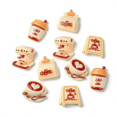 50Pcs 5 Styles Coffee Theme Opaque Resin Decoden Cabochons FIND-CJ0011-15-1