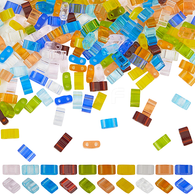 800Pcs 10 Colors 2-Hole Glass Seed Beads SEED-SC0001-46-1