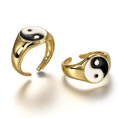Brass Enamel Cuff Rings RJEW-C100-22G-1