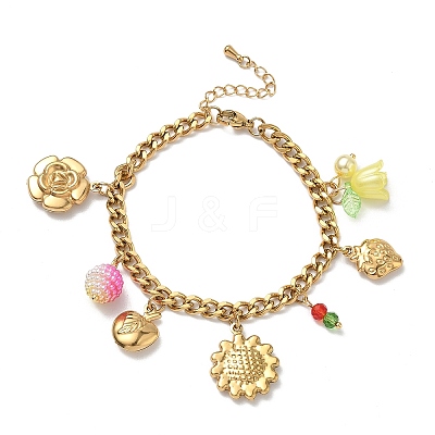 304 Stainless Steel Acrylic Charm Bracelets BJEW-G761-02G-1