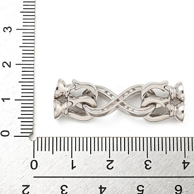 925 Sterling Silver Micro Pave Clear Cubic Zirconia Fold Over Clasps STER-U001-09P-1