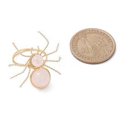 Natural Rose Quartz Beaded Finger Rings RJEW-TA00210-04-1