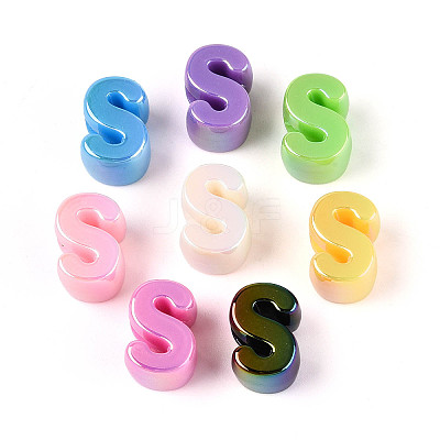 UV Plating Opaque Acrylic European Beads OACR-M027-03S-1