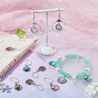 12Pcs 12 Colors Resin Figure of Fish Scale Charms Locking Stitch Markers HJEW-PH01506-1