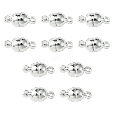 10Pcs Round Brass Magnetic Clasps with Loops KK-FS0001-34S-1