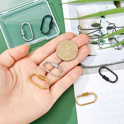 6Pcs 3 Colors 304 Stainless Steel Screw Carabiner Lock Charms STAS-HS0001-74-1