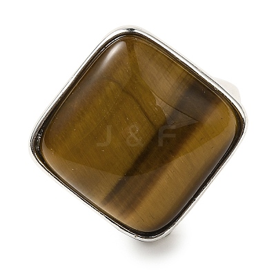 Natural Tiger Eye Adjustable Rings RJEW-H240-01S-21-1