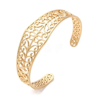 304 Stainless Steel Cuff Bangles for Women BJEW-K263-05G-14-1