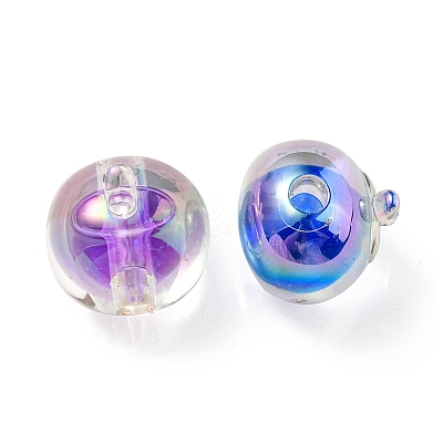 UV Plating Rainbow Iridescent Acrylic Beads OACR-A014-02-1