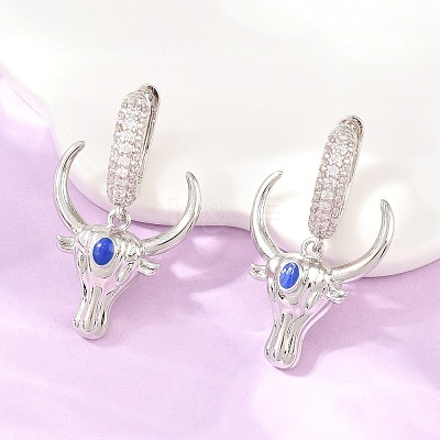 Brass Micro Pave Cubic Zirconia Dangle Hoop Earrings EJEW-G471-46P-1