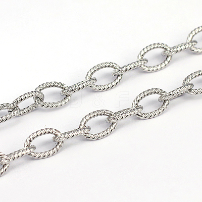 Tarnish Resistant 304 Stainless Steel Textured Cable Chains CHS-O005-67-1