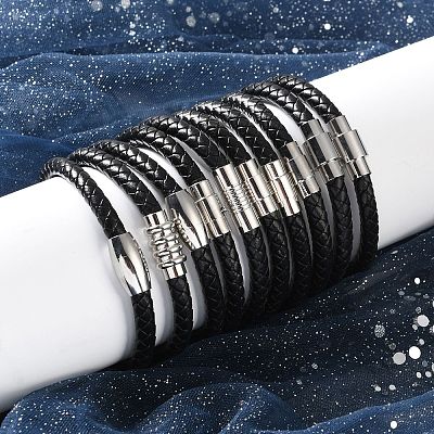 Mixed Braided Leather Cord Bracelets BJEW-I199-M-1