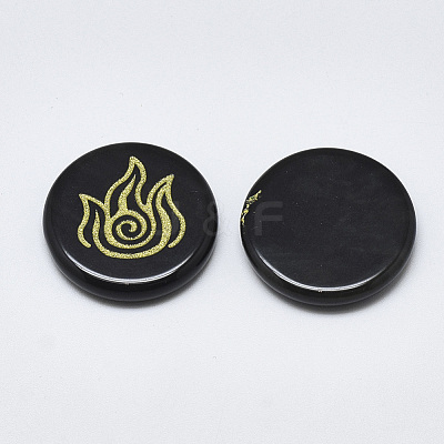 Natural Black Gemstone Cabochons G-T122-37K-1
