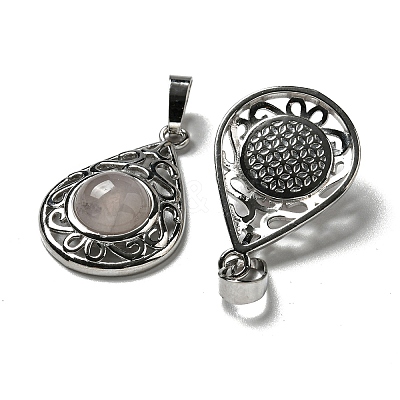 Natural Rose Quartz Pendants G-Q158-05P-19-1