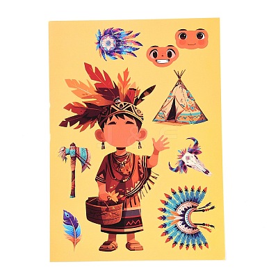 6Pcs Thanksgiving Day Paper Self-Adhesive Picture Stickers STIC-C010-32-1