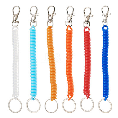 6Pcs Plastic Spiral Retractable Spring Coil Keychains KEYC-TA0004-83-1
