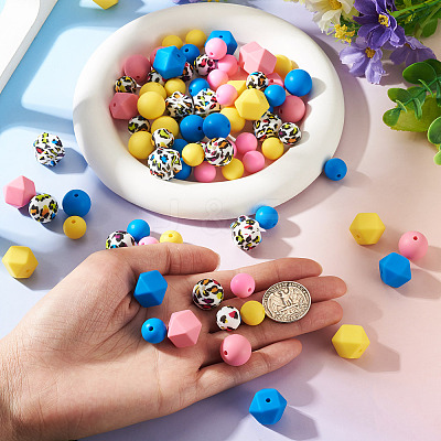 96Pcs 12 Styles Food Grade Eco-Friendly Silicone Beads SIL-TA0003-54-1